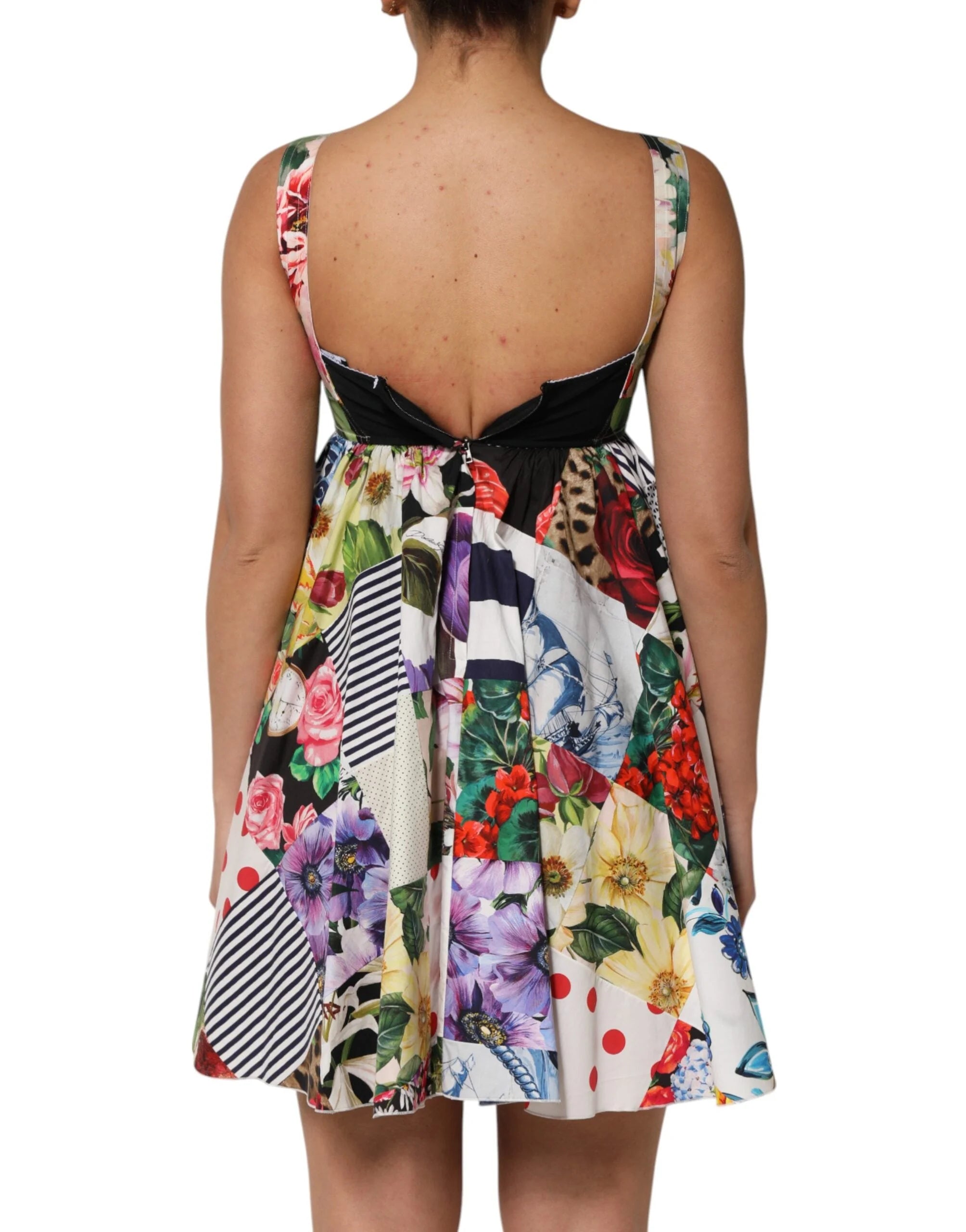 Dolce & Gabbana Multicolor Patchwork Cotton AlineMini Dress - IT36|XXS