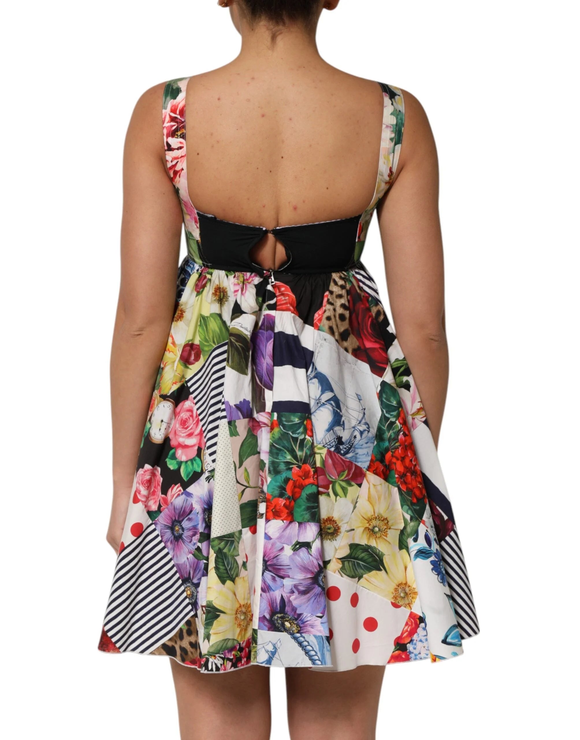 Dolce & Gabbana Multicolor Patchwork Cotton AlineMini Dress - IT36|XXS