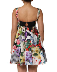 Dolce & Gabbana Multicolor Patchwork Cotton AlineMini Dress - IT36|XXS