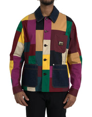 Dolce & Gabbana Multicolor Patchwork Cotton Collared Jacket - IT48 | M - Trucker Jackets