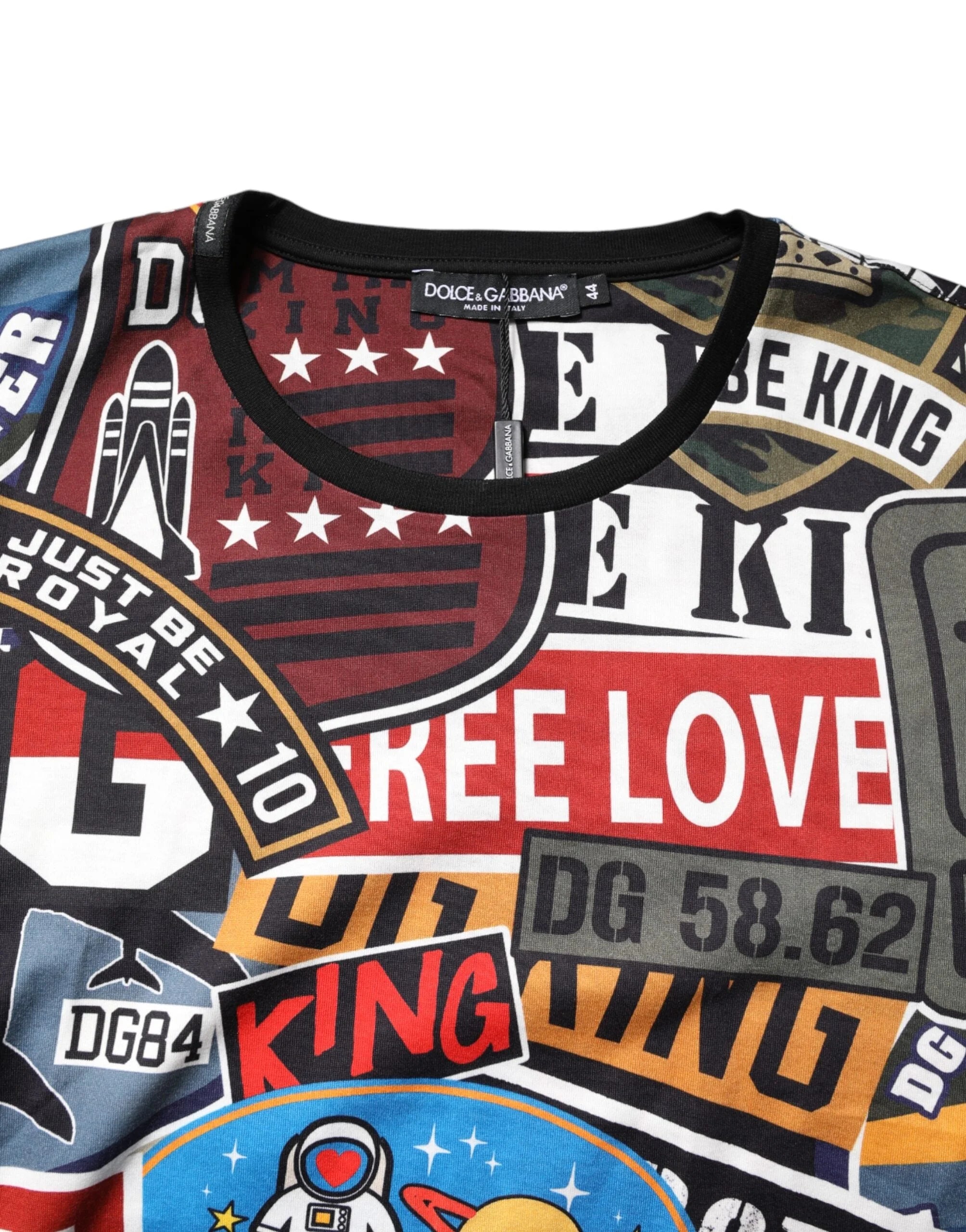 Dolce & Gabbana Multicolor Patchwork Cotton Crew Neck T-shirt - IT44 | XS - T-Shirts