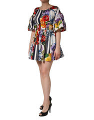 Dolce & Gabbana Multicolor Patchwork Cotton Poplin Mini Dress - IT40|S