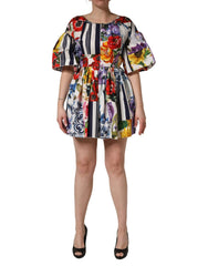 Dolce & Gabbana Multicolor Patchwork Cotton Poplin Mini Dress - IT40|S