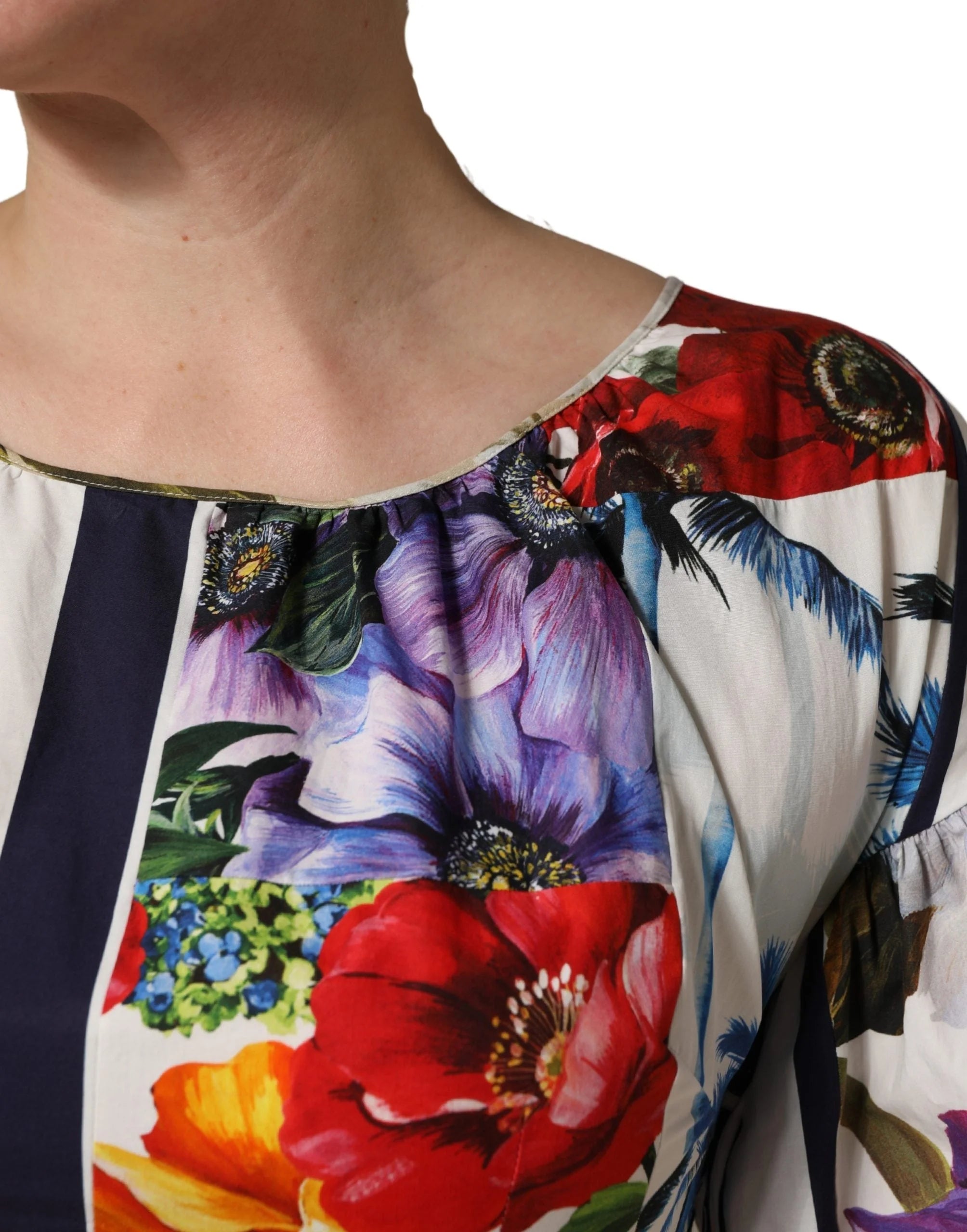 Dolce & Gabbana Multicolor Patchwork Cotton Poplin Mini Dress - IT40|S