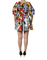 Dolce & Gabbana Multicolor Patchwork Cotton Poplin Mini Dress - IT40|S