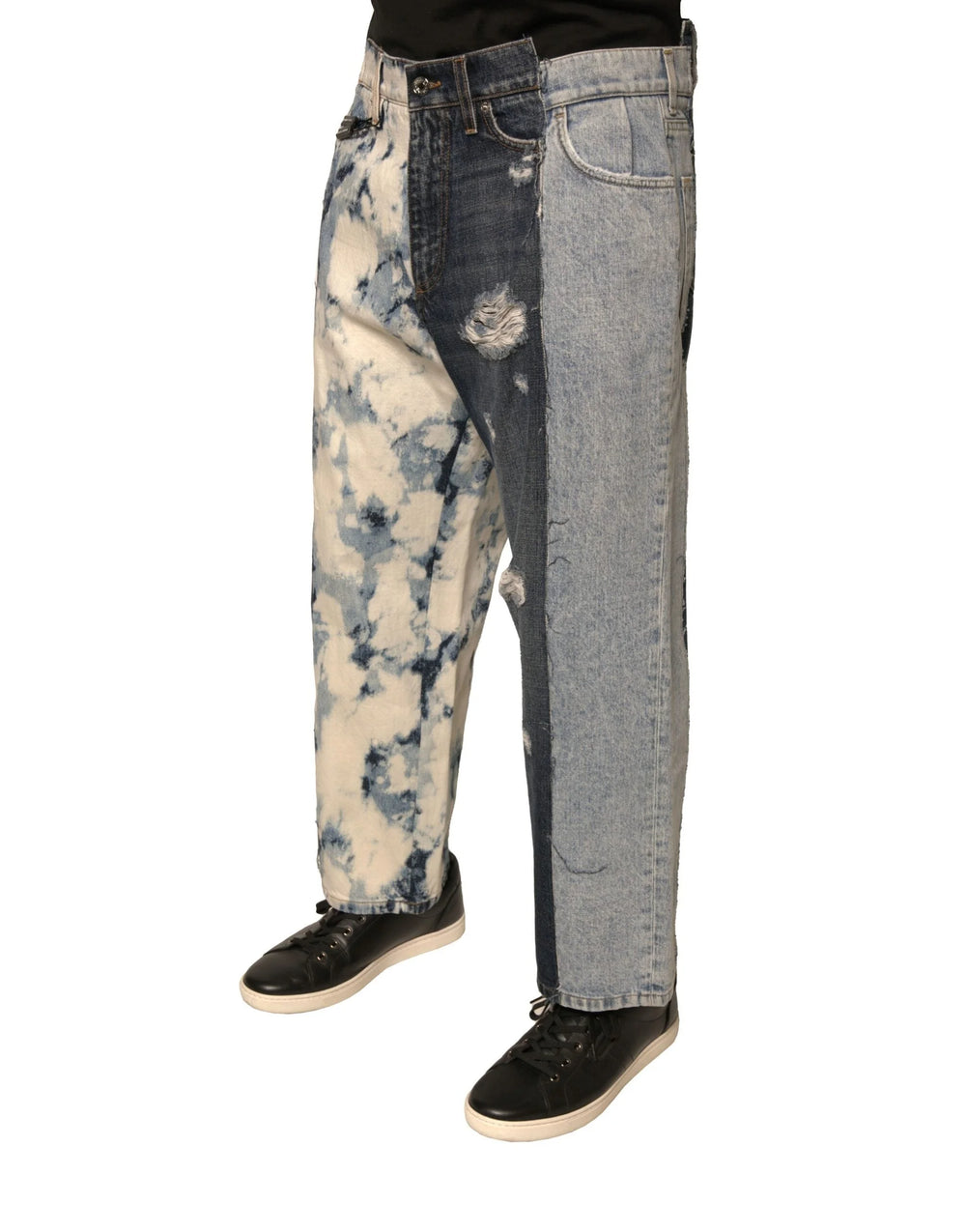 Dolce & Gabbana Multicolor Patchwork Cotton Straight Men Denim Jeans - IT46 | S - Jeans