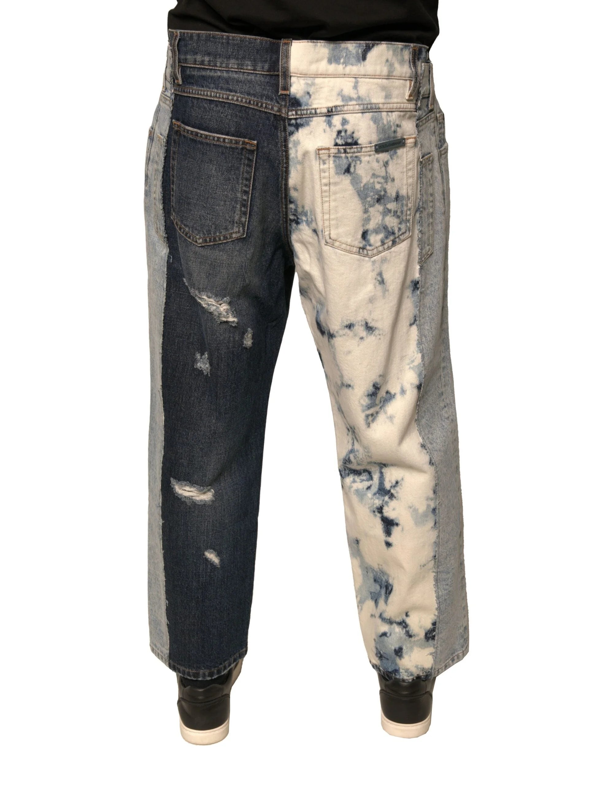 Dolce & Gabbana Multicolor Patchwork Cotton Straight Men Denim Jeans - IT46 | S - Jeans