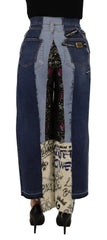 Dolce & Gabbana Multicolor Patchwork DG Fashion Wide Leg Denim Pant - Jeans