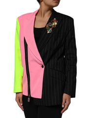 Dolce & Gabbana Multicolor Patchwork Embellished Coat Jacket - Sport Jackets
