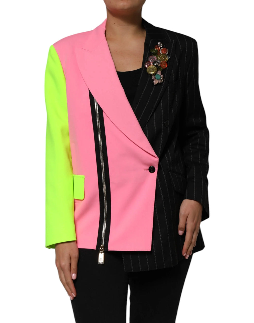 Dolce & Gabbana Multicolor Patchwork Embellished Coat Jacket - Sport Jackets