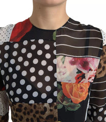 Dolce & Gabbana Multicolor Patchwork Floral Leopard Dress - IT46|XL - Dresses