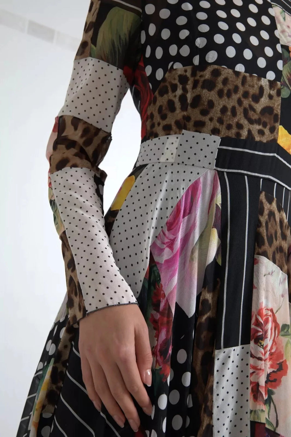 Dolce & Gabbana Multicolor Patchwork Floral Leopard Dress - IT46|XL - Dresses