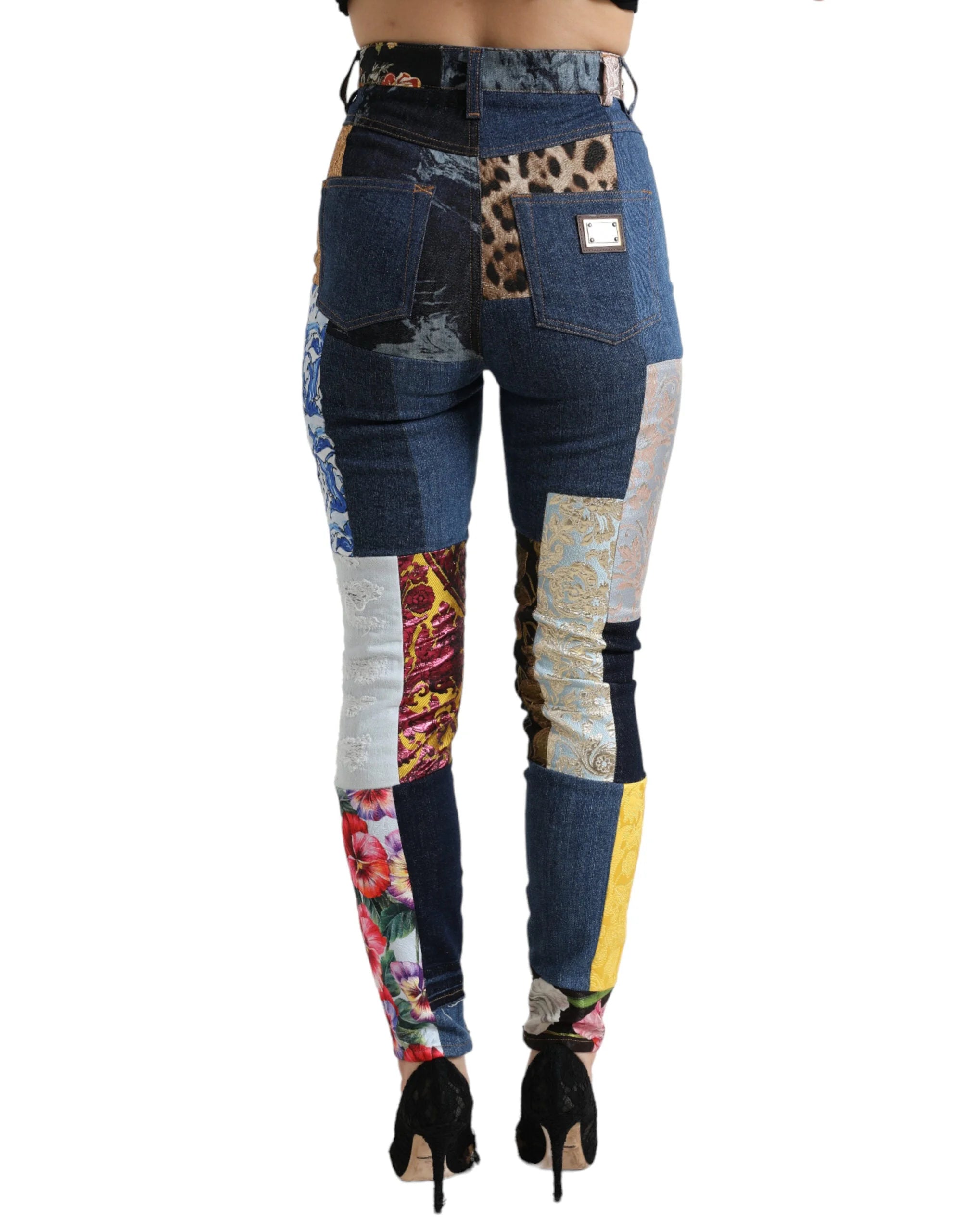 Dolce & Gabbana Multicolor Patchwork GRACE Skinny Denim Jeans - IT38 | XS - Jeans