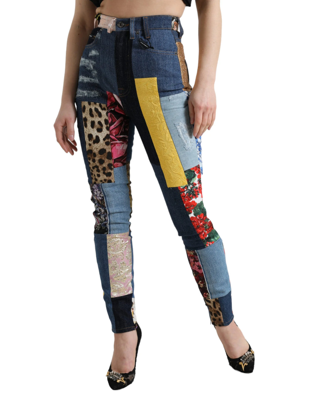 Dolce & Gabbana Multicolor Patchwork GRACE Skinny Denim Jeans - IT38 | XS - Jeans