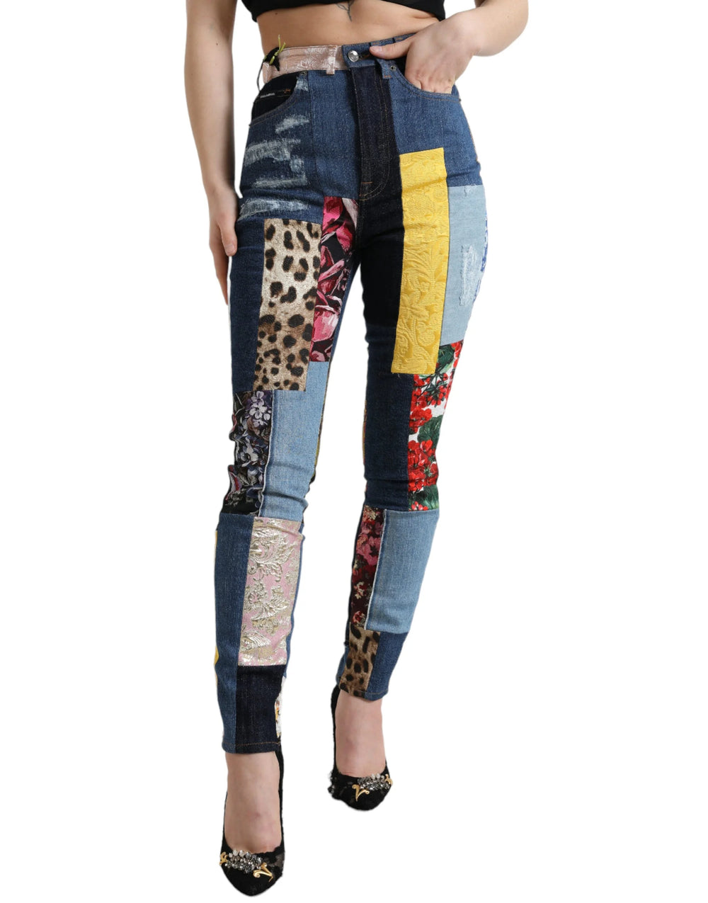 Dolce & Gabbana Multicolor Patchwork GRACE Skinny Denim Jeans - IT38 | XS - Jeans