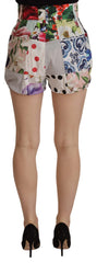 Dolce & Gabbana Multicolor Patchwork High Waist Cotton Shorts - IT40|S