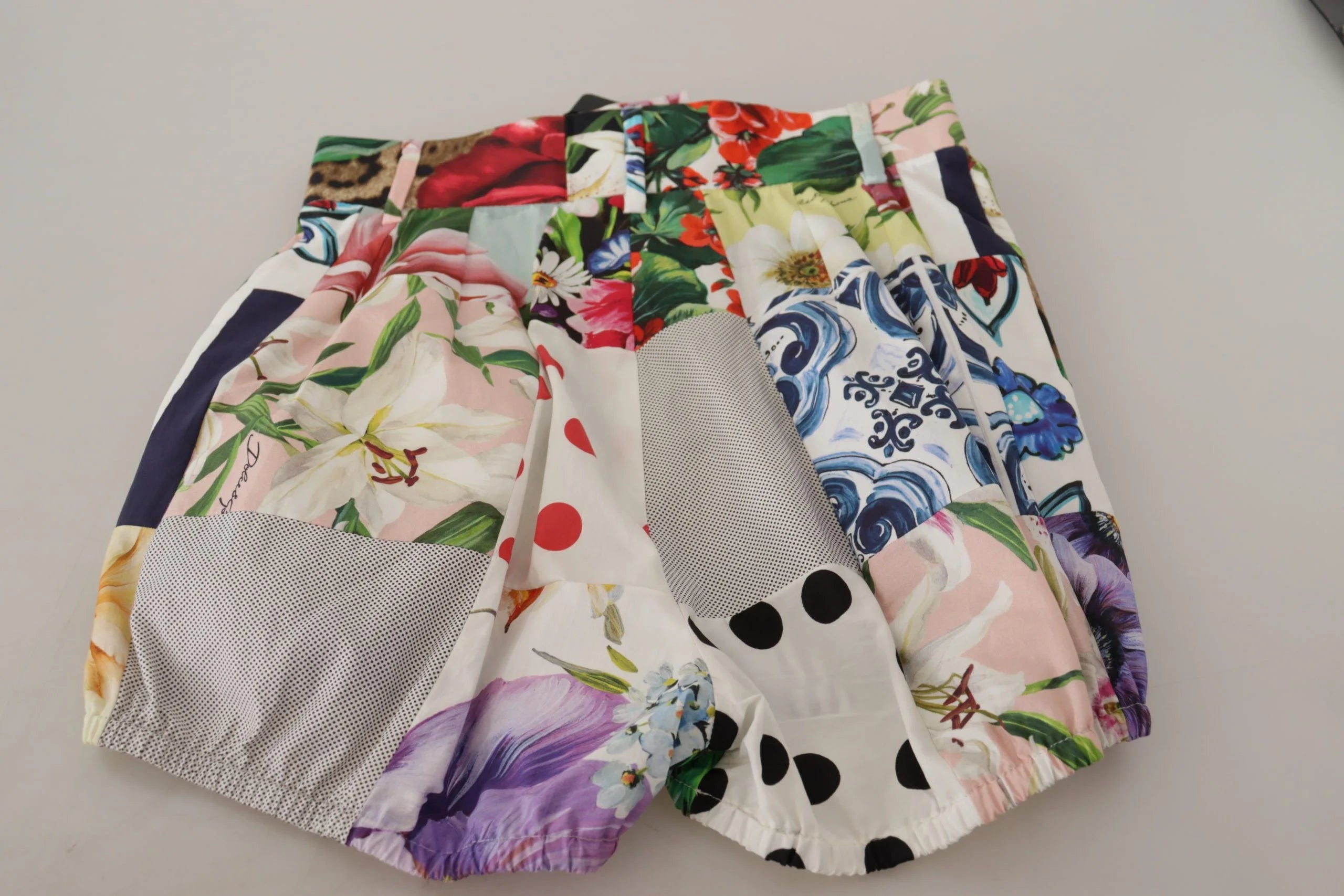 Dolce & Gabbana Multicolor Patchwork High Waist Cotton Shorts - IT40|S