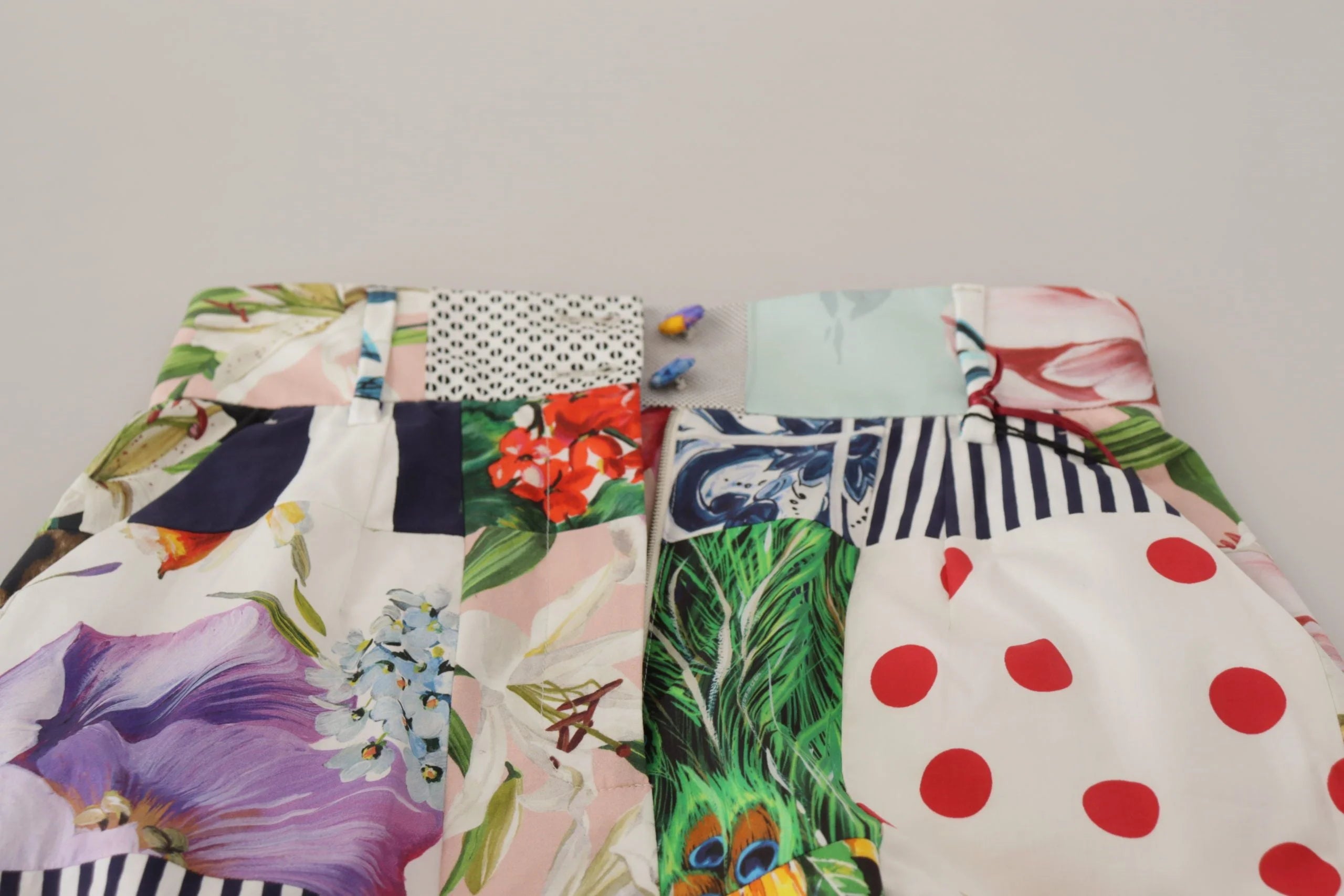 Dolce & Gabbana Multicolor Patchwork High Waist Cotton Shorts - IT40|S - Short Trousers