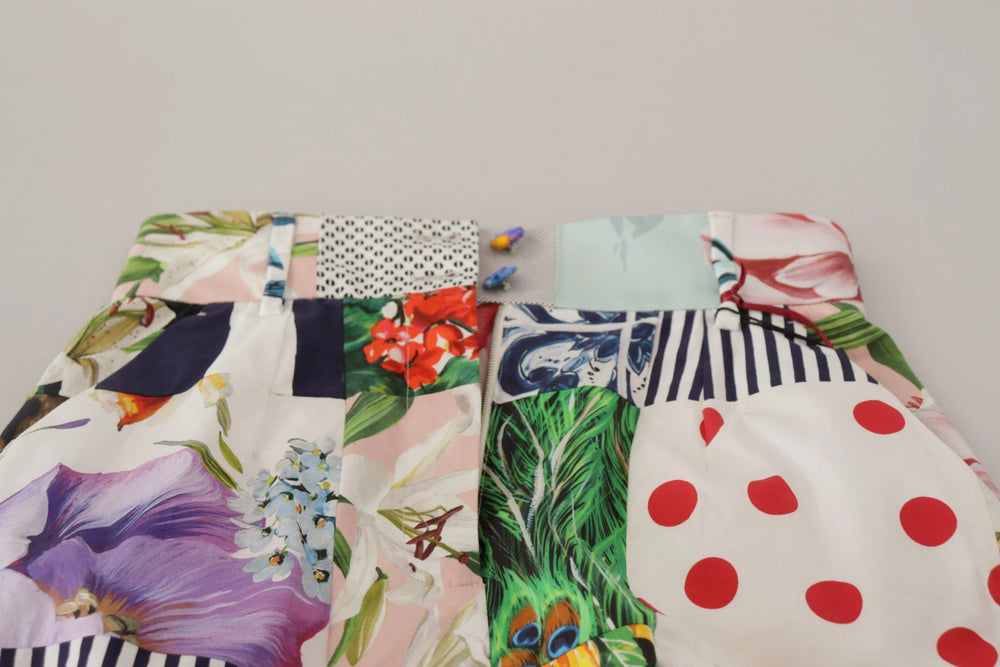 Dolce & Gabbana Multicolor Patchwork High Waist Cotton Shorts - IT40|S - Short Trousers