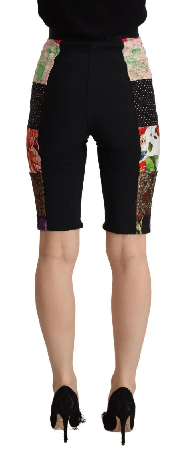 Dolce & Gabbana Multicolor Patchwork High Waist Cropped Pants - Shorts