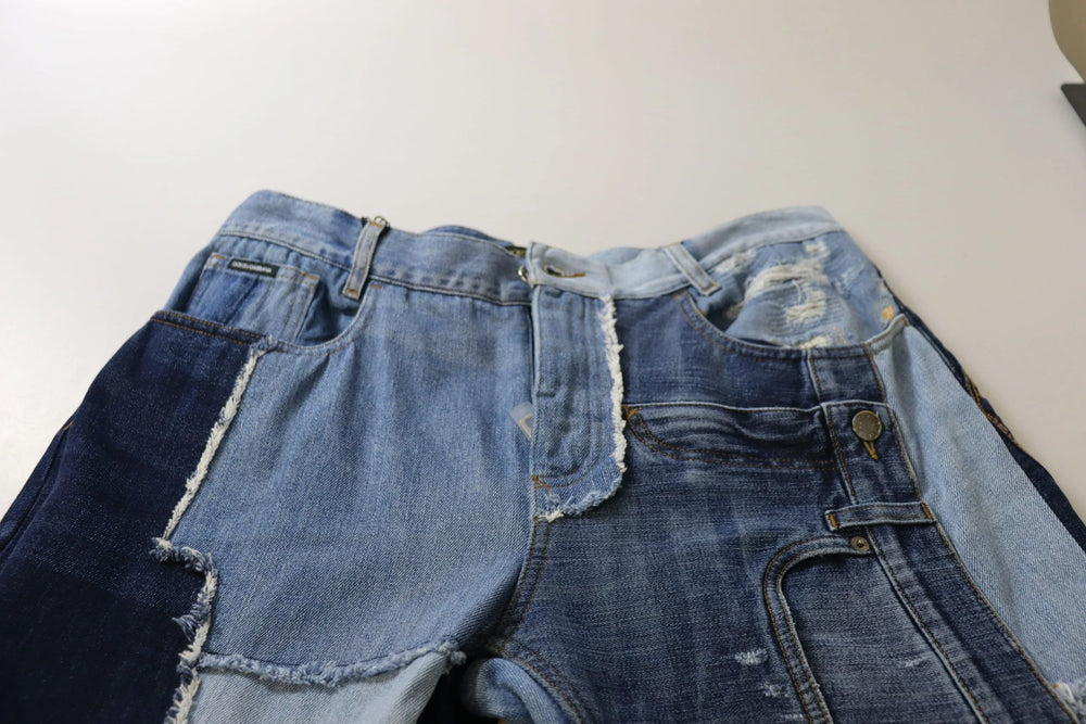 Dolce & Gabbana Multicolor Patchwork High Waist Denim Jeans - IT46|XL - Jeans