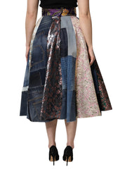 Dolce & Gabbana Multicolor Patchwork High Waisted Midi Skirt - Skirts