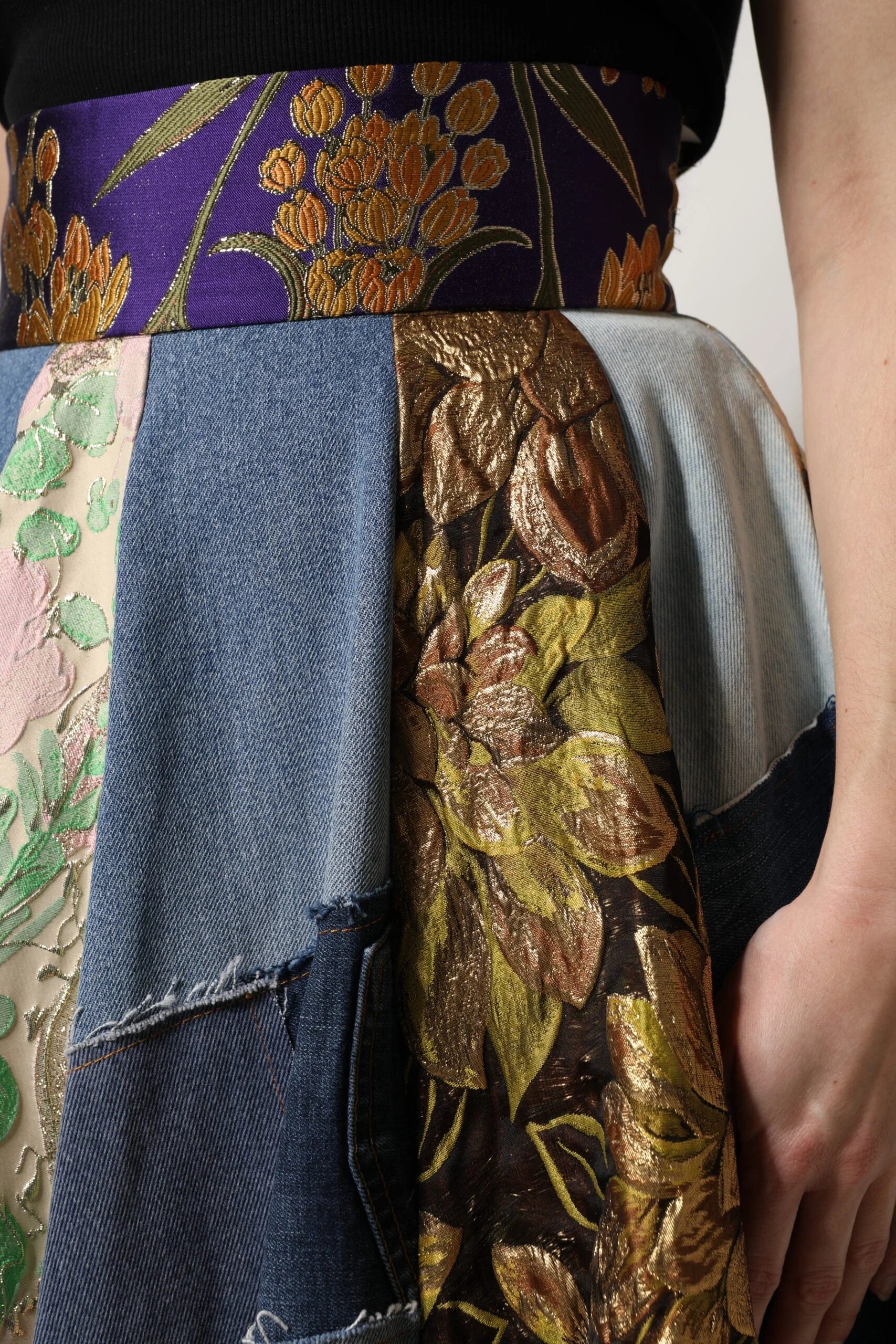 Dolce & Gabbana Multicolor Patchwork High Waisted Midi Skirt - Skirts