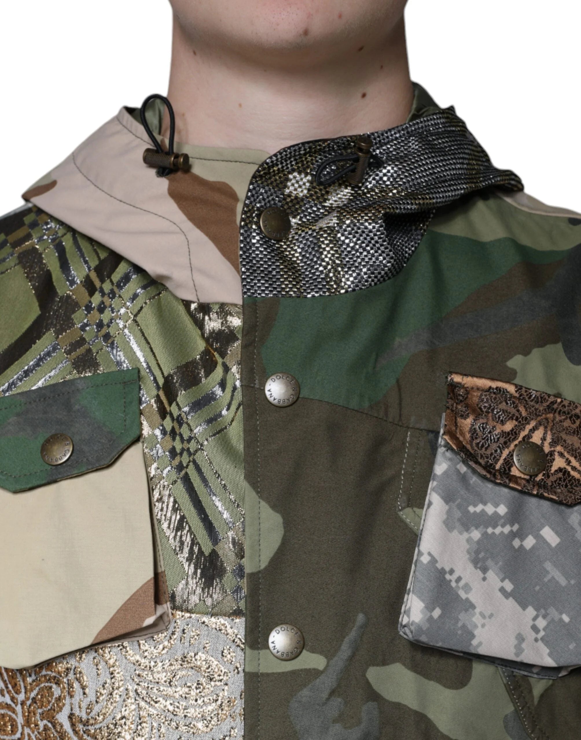 Dolce & Gabbana Multicolor Patchwork Hooded Vest Jacket - IT52 | XL - Vests