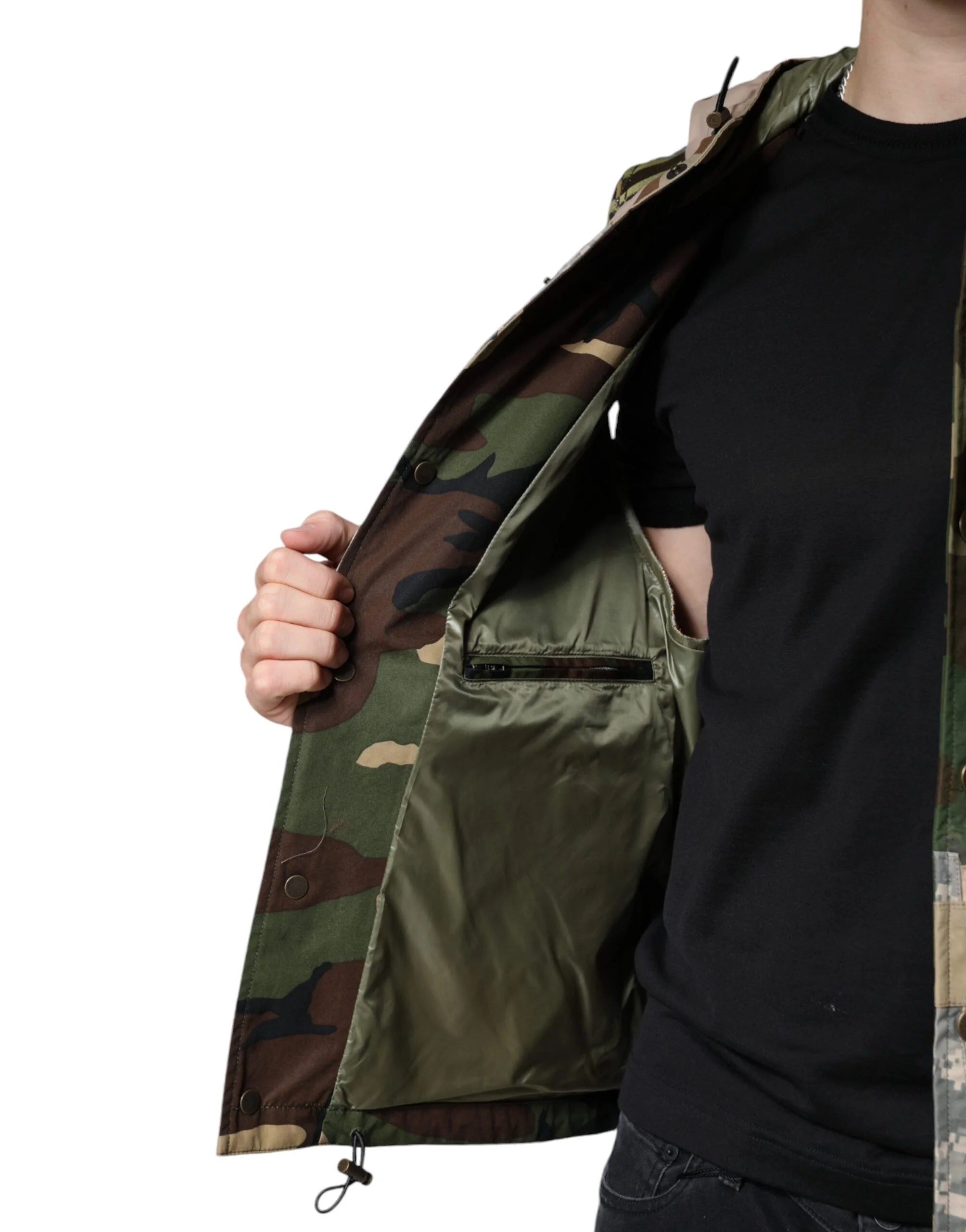 Dolce & Gabbana Multicolor Patchwork Hooded Vest Jacket - IT52 | XL - Vests