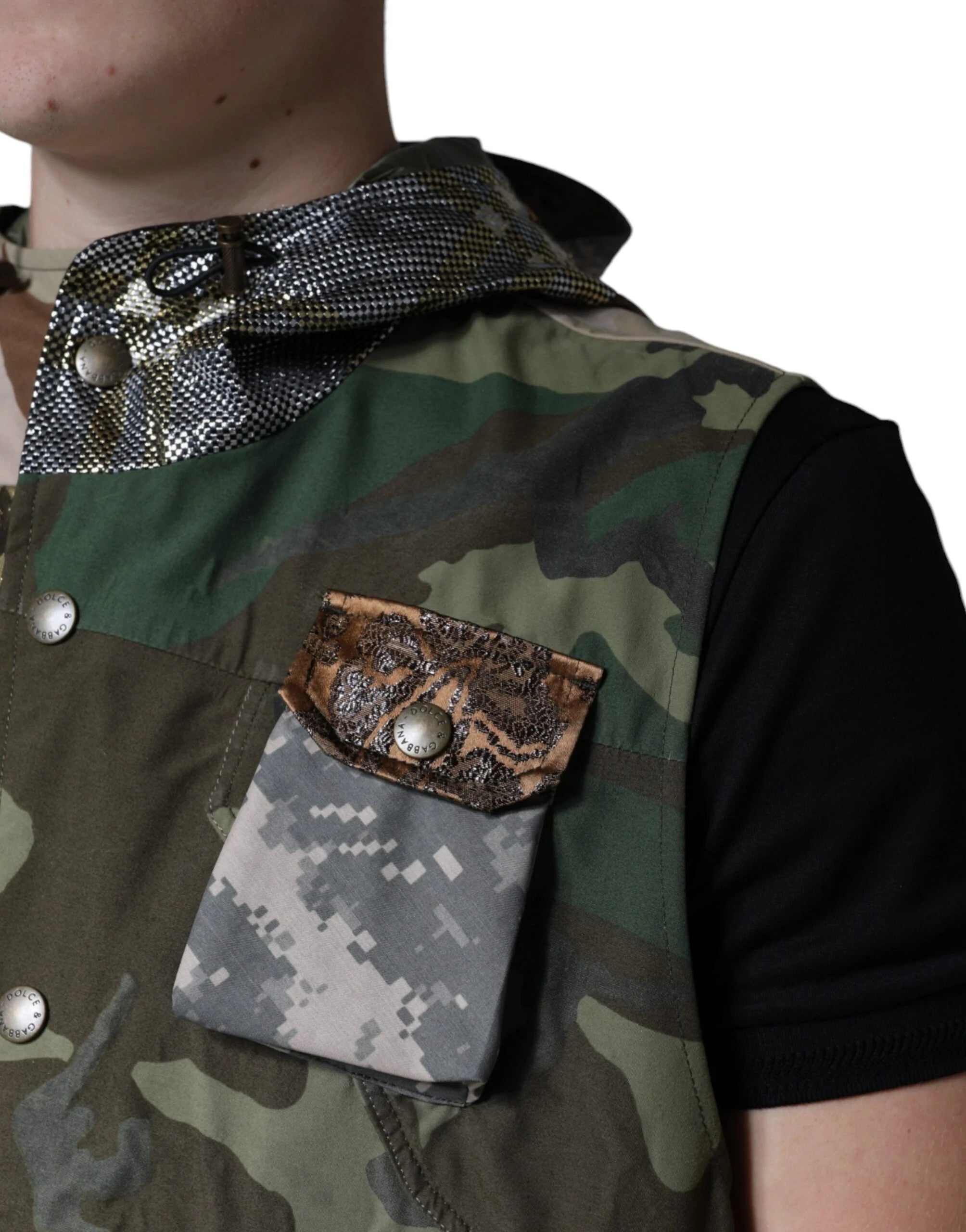 Dolce & Gabbana Multicolor Patchwork Hooded Vest Jacket - IT52 | XL - Vests