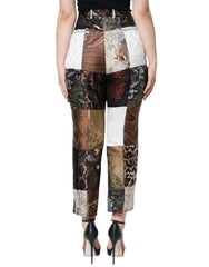 Dolce & Gabbana Multicolor Patchwork Jacquard High Waist Pants - Trousers