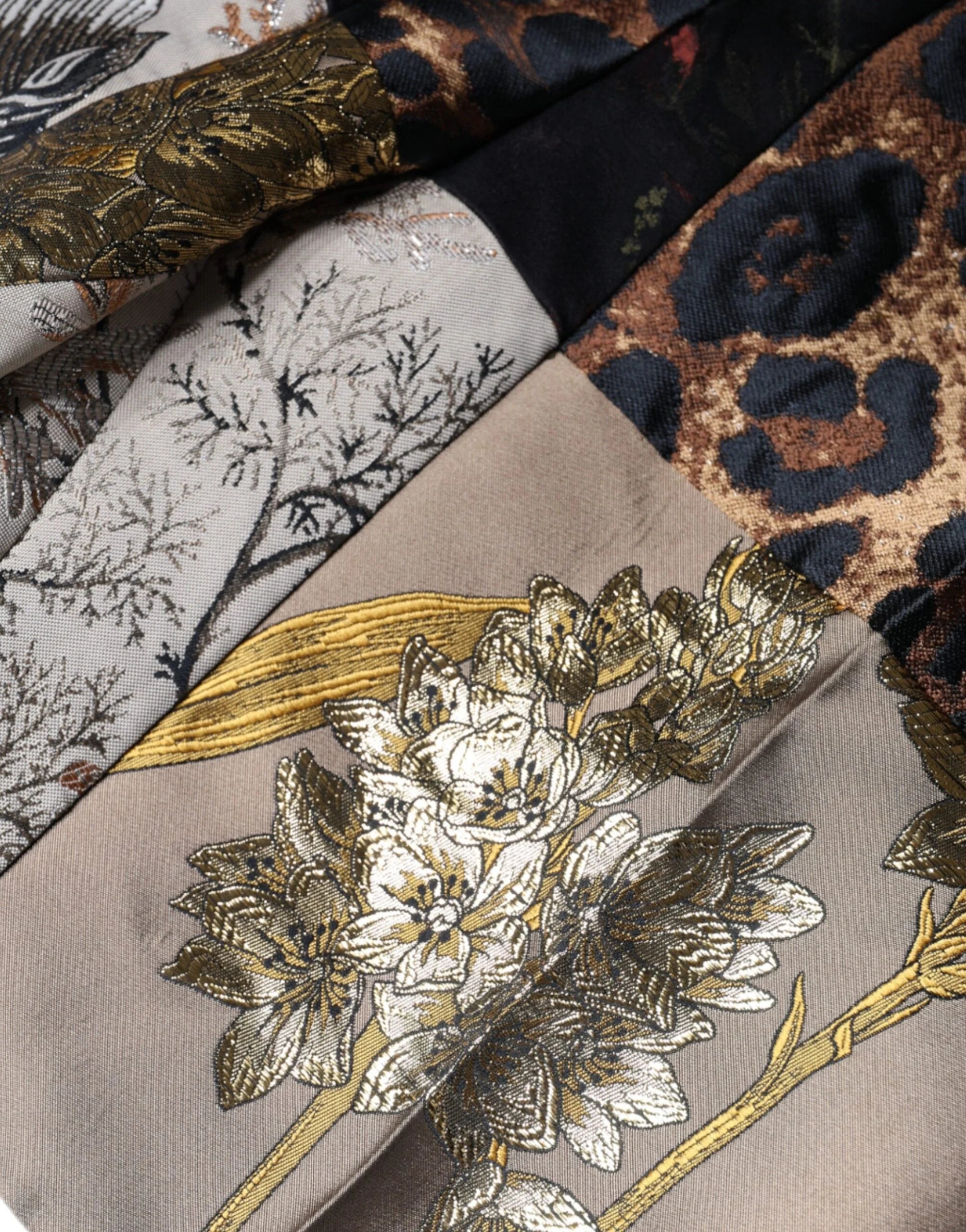 Dolce & Gabbana Multicolor Patchwork Jacquard High Waist Pants - Trousers