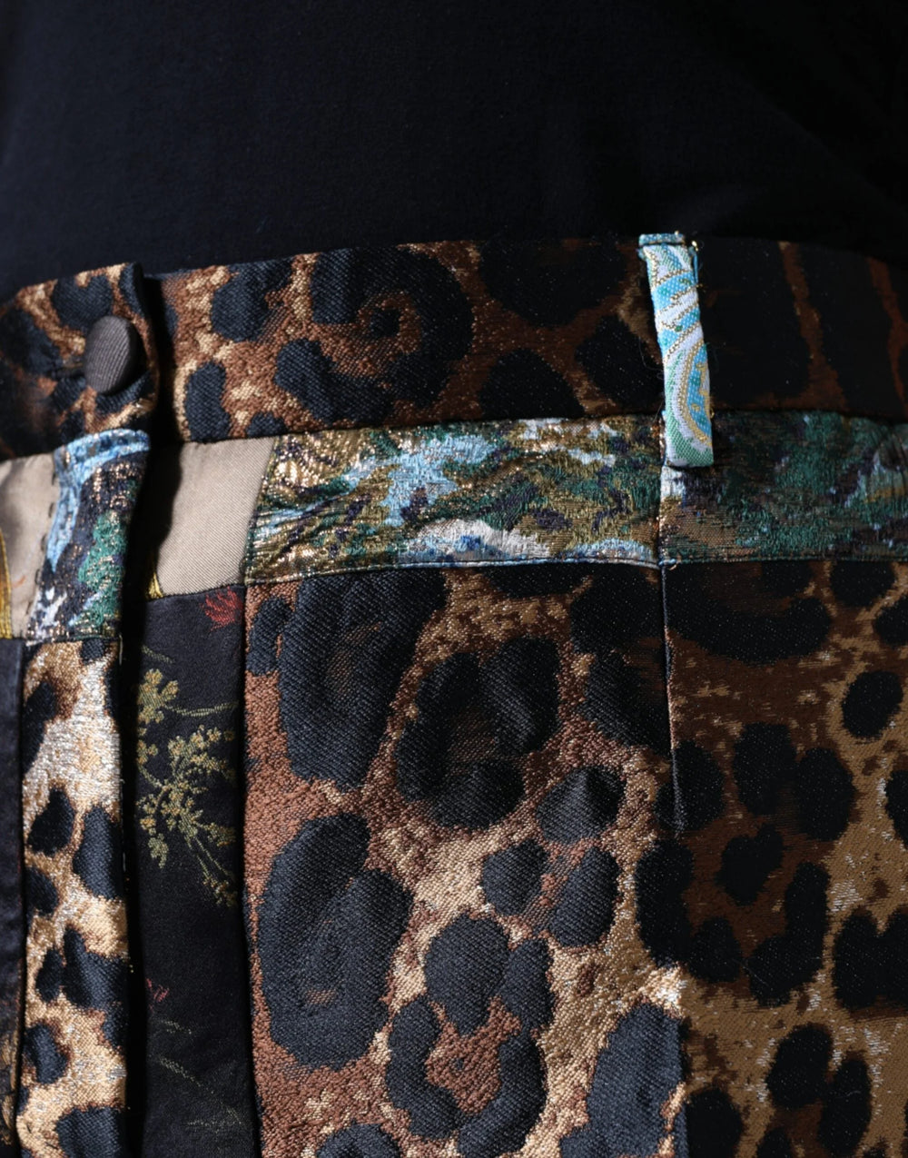 Dolce & Gabbana Multicolor Patchwork Jacquard High Waist Pants - Trousers