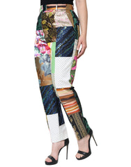 Dolce & Gabbana Multicolor Patchwork Jacquard High Waist Pants - IT42|M - Trousers