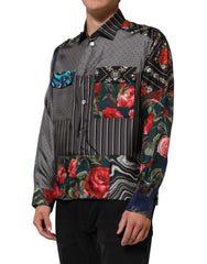 Dolce & Gabbana Multicolor Patchwork Long Sleeves Silk Shirt - IT39 | S - Shirts