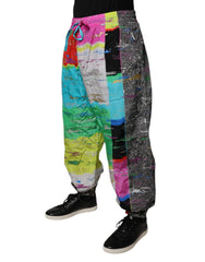 Dolce & Gabbana Multicolor Patchwork Mid Waist Sweatpants Pants - IT60 | 3XL - Sweatpants