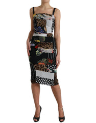 Dolce & Gabbana Multicolor Patchwork Midi Floral Leopard Bodycon Dress - IT40|S - Dresses