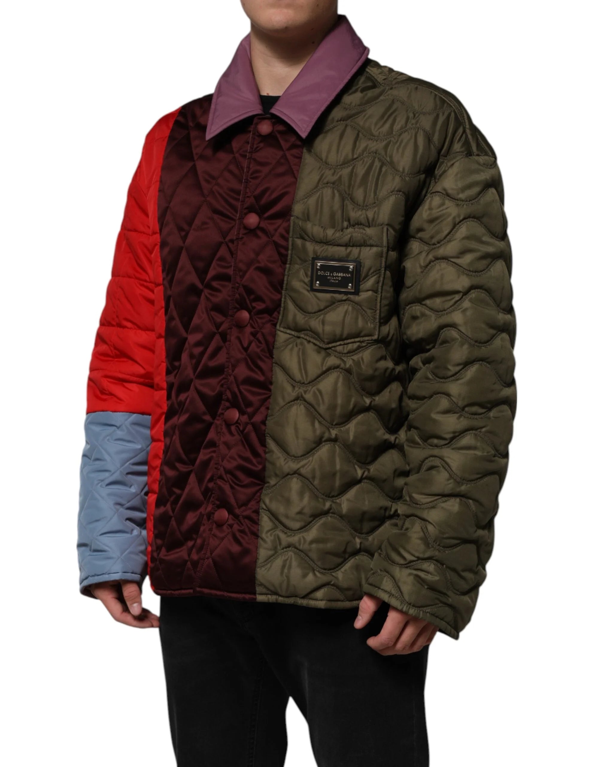Dolce & Gabbana Multicolor Patchwork PolyesterQuilted Jacket - IT48 | M - Puffer Jackets