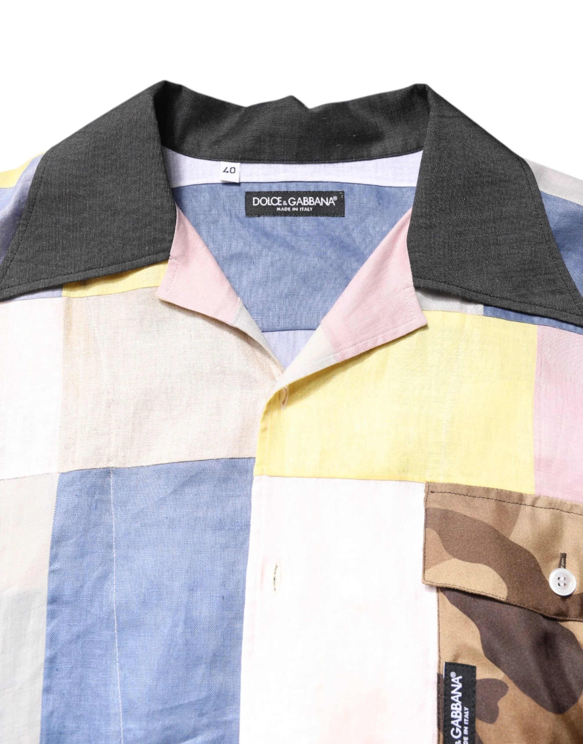 Dolce & Gabbana Multicolor Patchwork Short Sleeve Shirt - IT40 | M - Shirts
