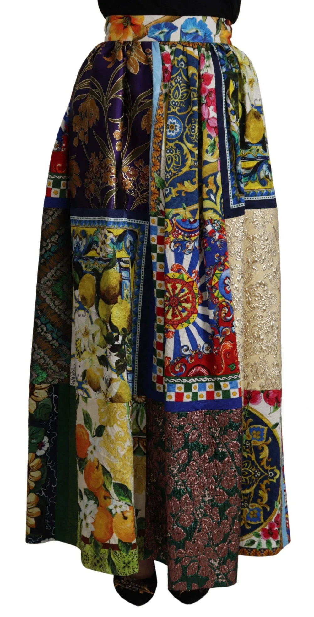 Dolce & Gabbana Multicolor Patchwork Sicily Long Maxi Skirt - IT36 | XS - Skirts