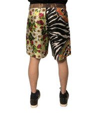 Dolce & Gabbana Multicolor Patchwork Silk Men Chino Shorts - IT48 | M - Chino Shorts