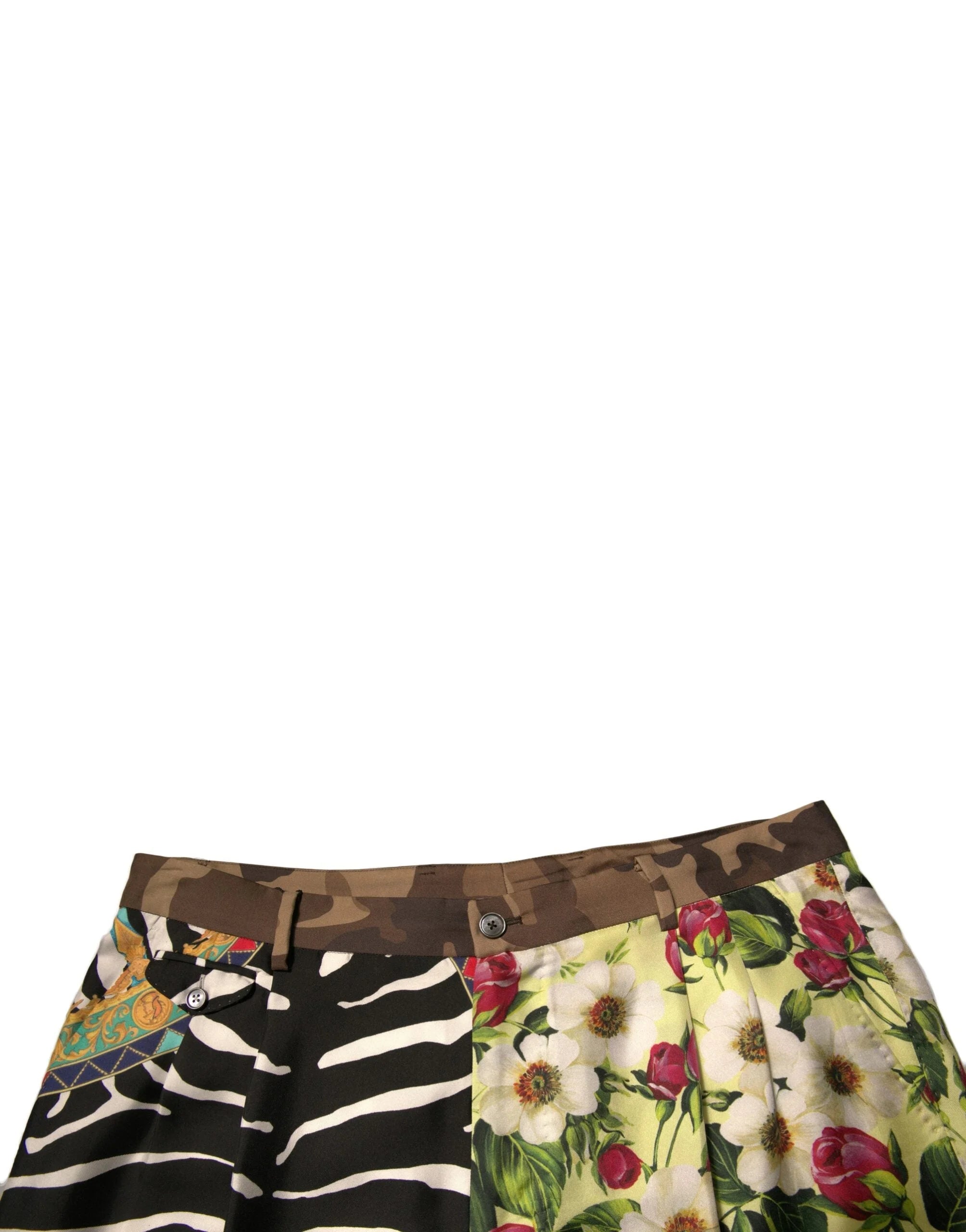 Dolce & Gabbana Multicolor Patchwork Silk Men Chino Shorts - IT48 | M - Chino Shorts