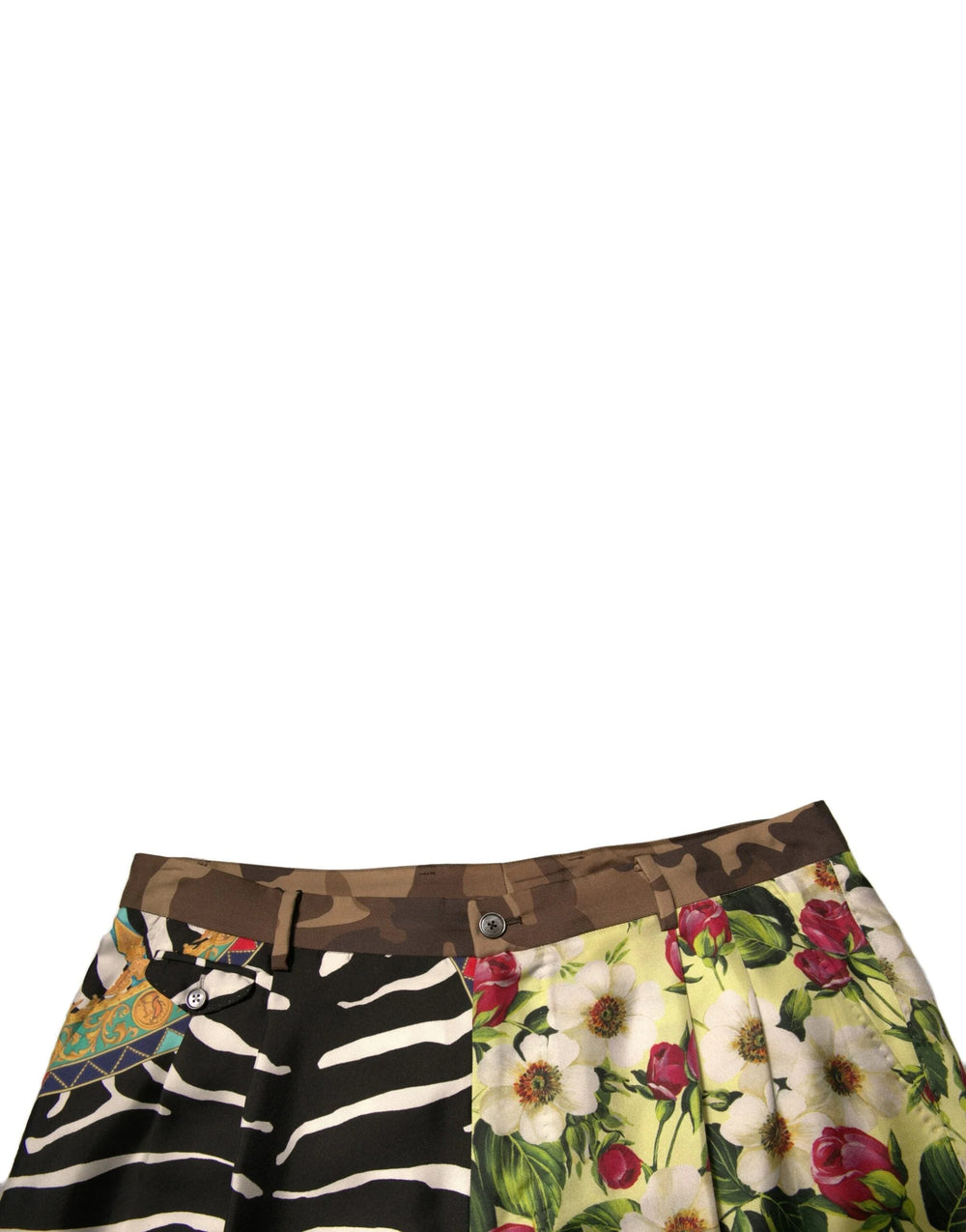 Dolce & Gabbana Multicolor Patchwork Silk Men Chino Shorts - IT48 | M - Chino Shorts