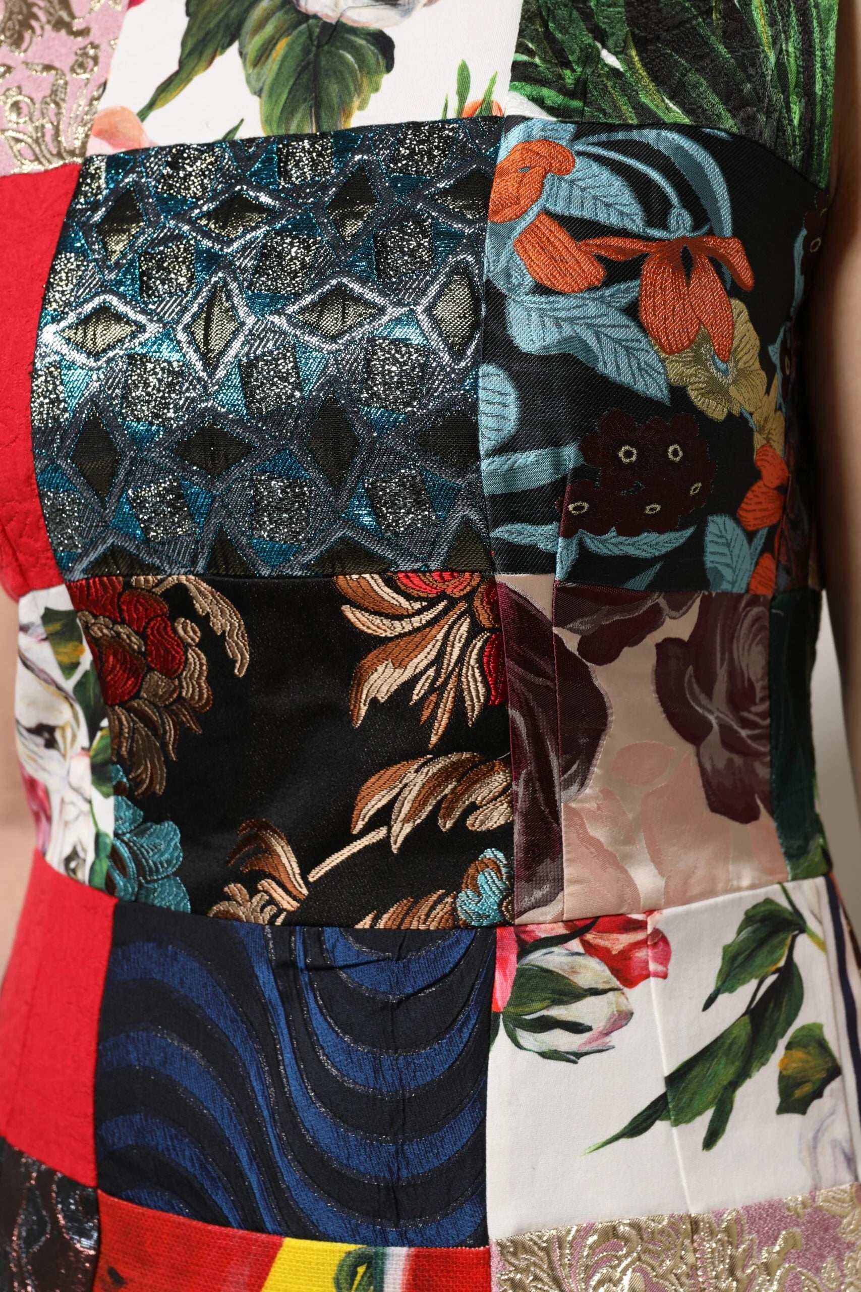 Dolce & Gabbana Multicolor Patchwork Sleeveless Sheath Dress - IT44 | L