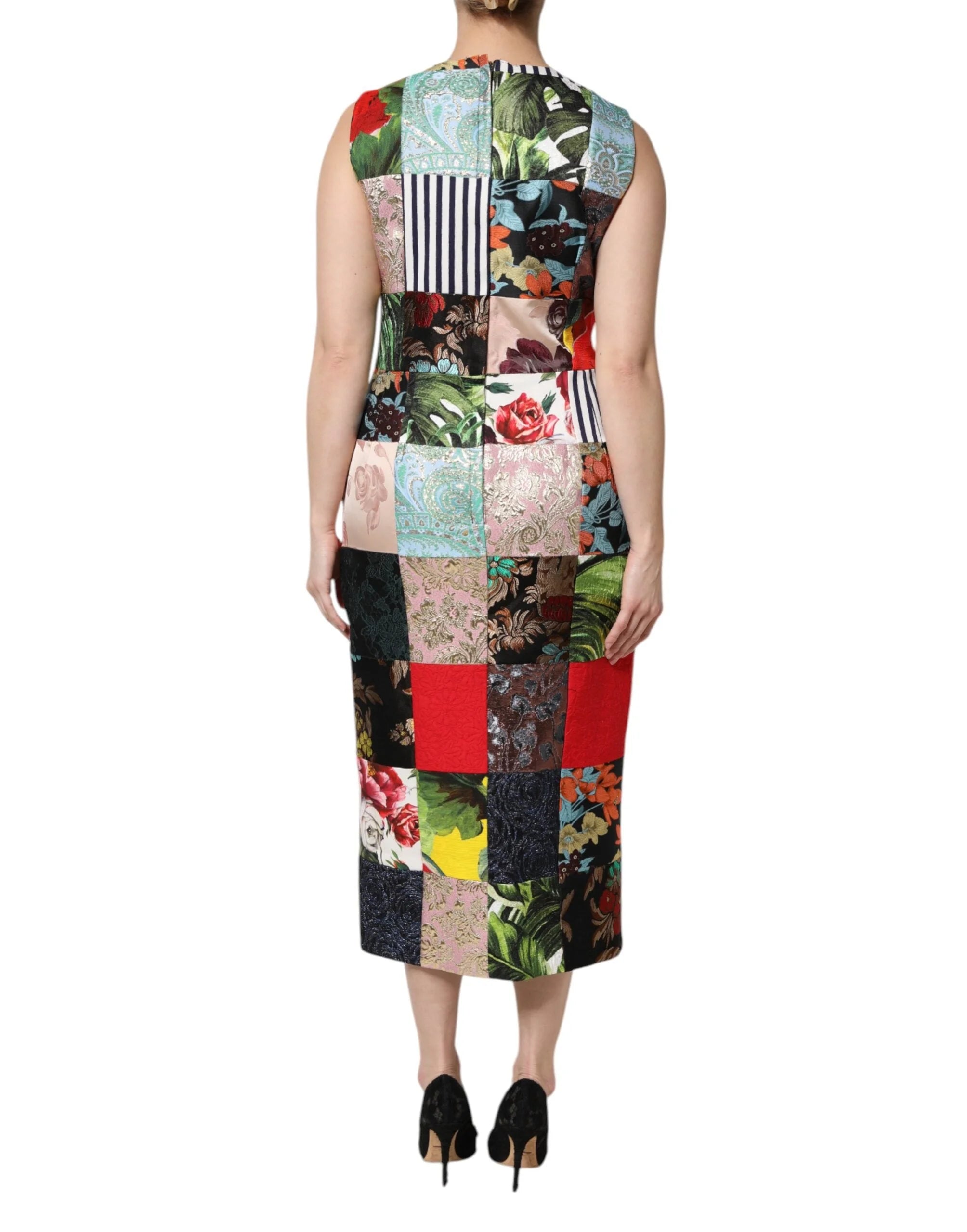 Dolce & Gabbana Multicolor Patchwork Sleeveless Sheath Dress - IT44 | L - Dresses