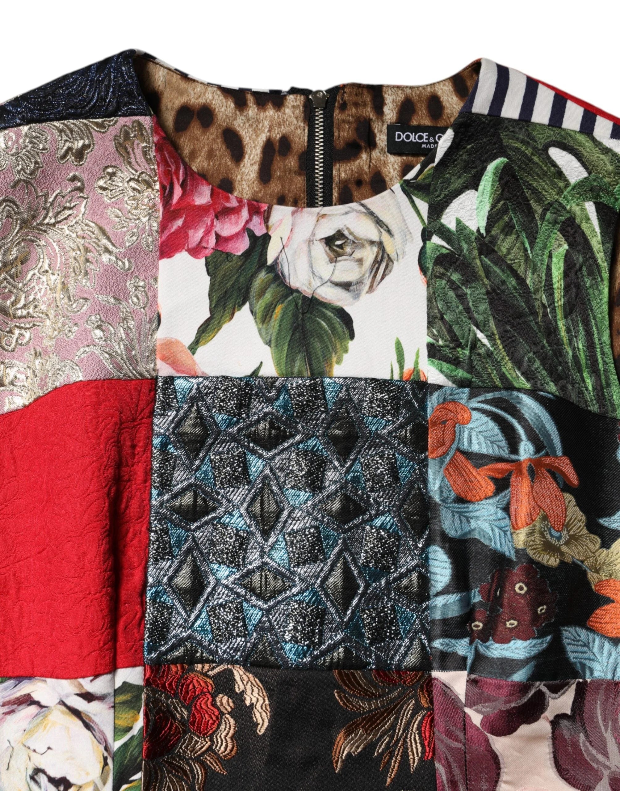 Dolce & Gabbana Multicolor Patchwork Sleeveless Sheath Dress - IT44 | L - Dresses