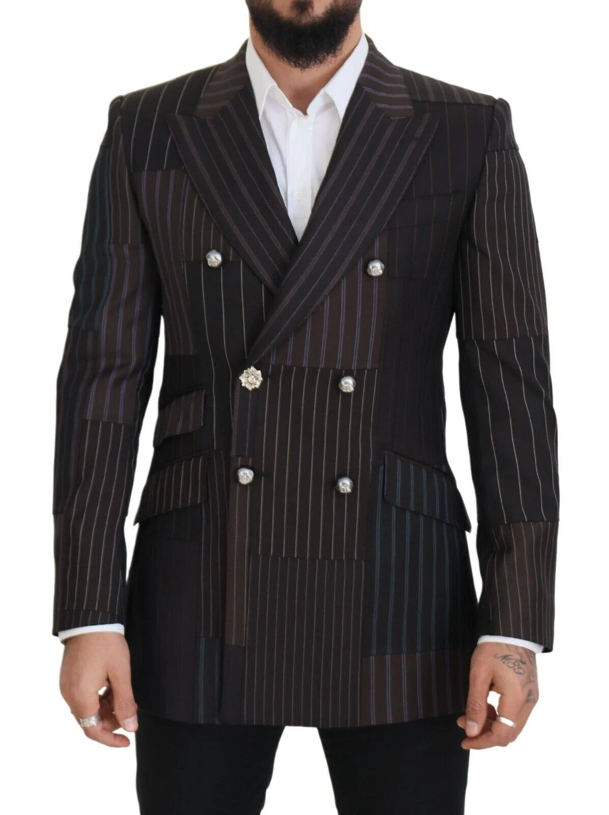 Dolce & Gabbana Multicolor Patchwork Stripes SICILIA Blazer - IT50 | L - Sport Jackets