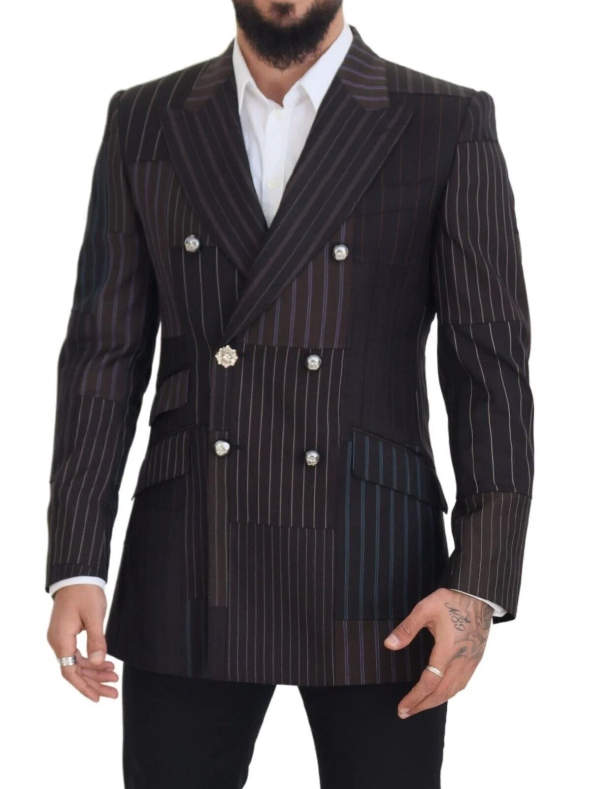 Dolce & Gabbana Multicolor Patchwork Stripes SICILIA Blazer - IT50 | L - Sport Jackets