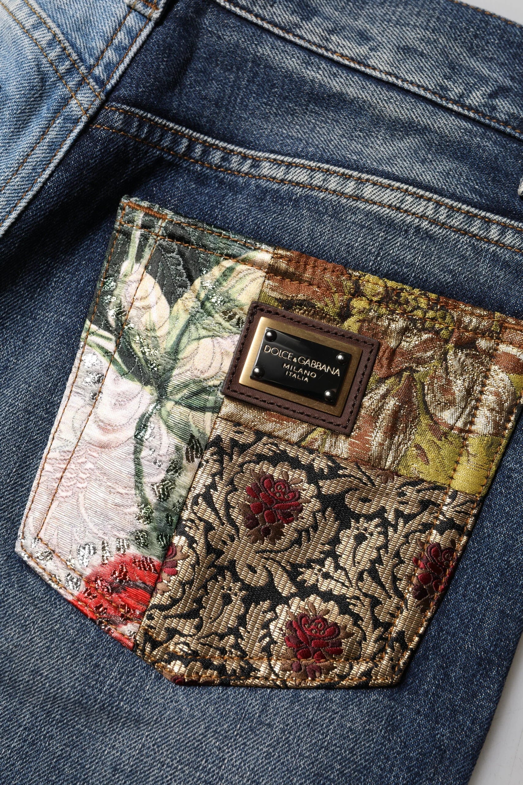 Dolce & Gabbana Multicolor Patchwork Tapered Denim Jeans - IT38 | XS