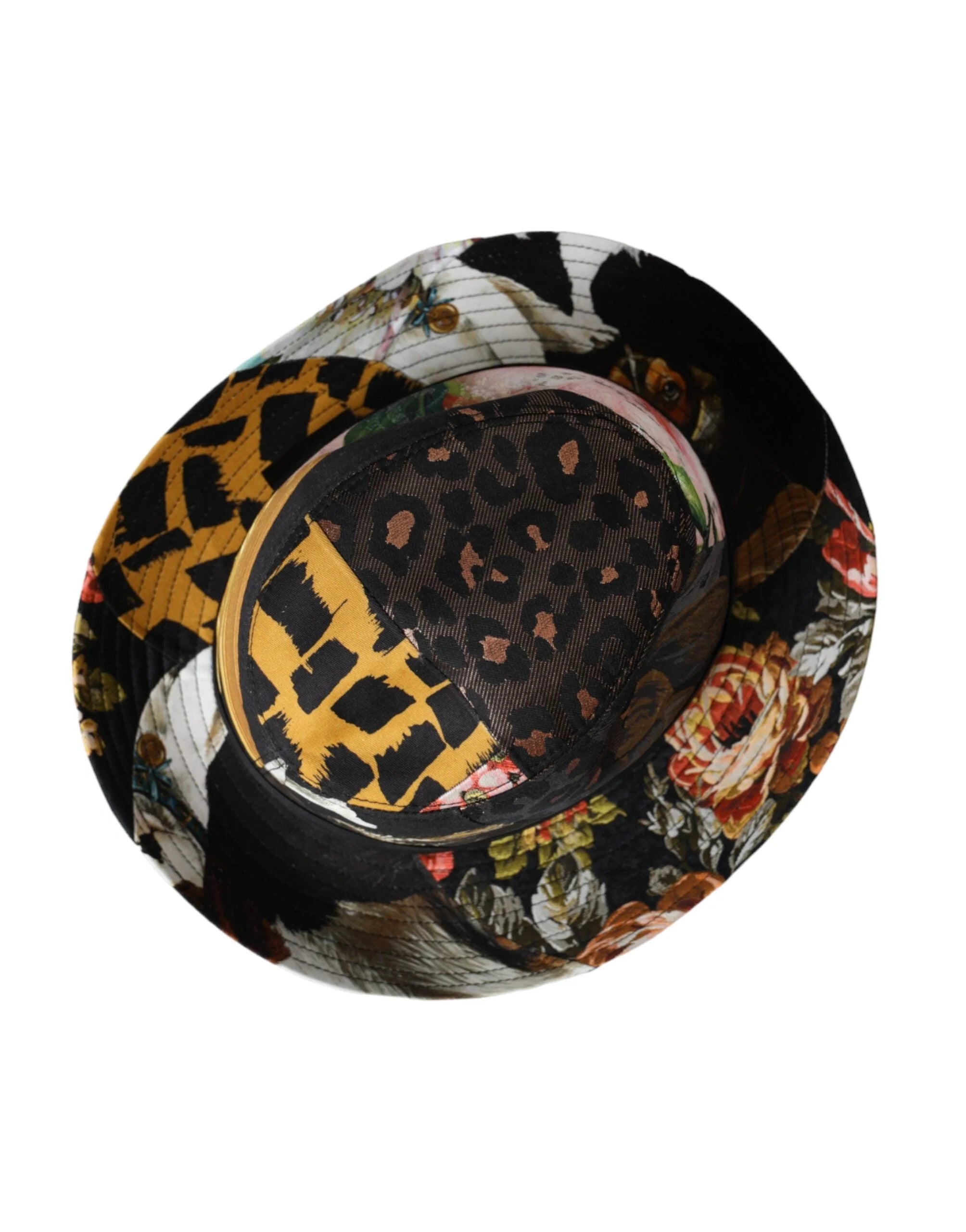 Dolce & Gabbana Multicolor Patchwork Women Fedora Wide Brim Hat - 57 cm|S - Fedoras
